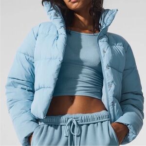 ALO Yoga Celestial Blue: Gold Rush Puffer Jacket (M) NWT